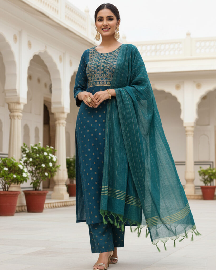 Stylish Cotton Suit with Cotton Dupatta & Palazzo Pant