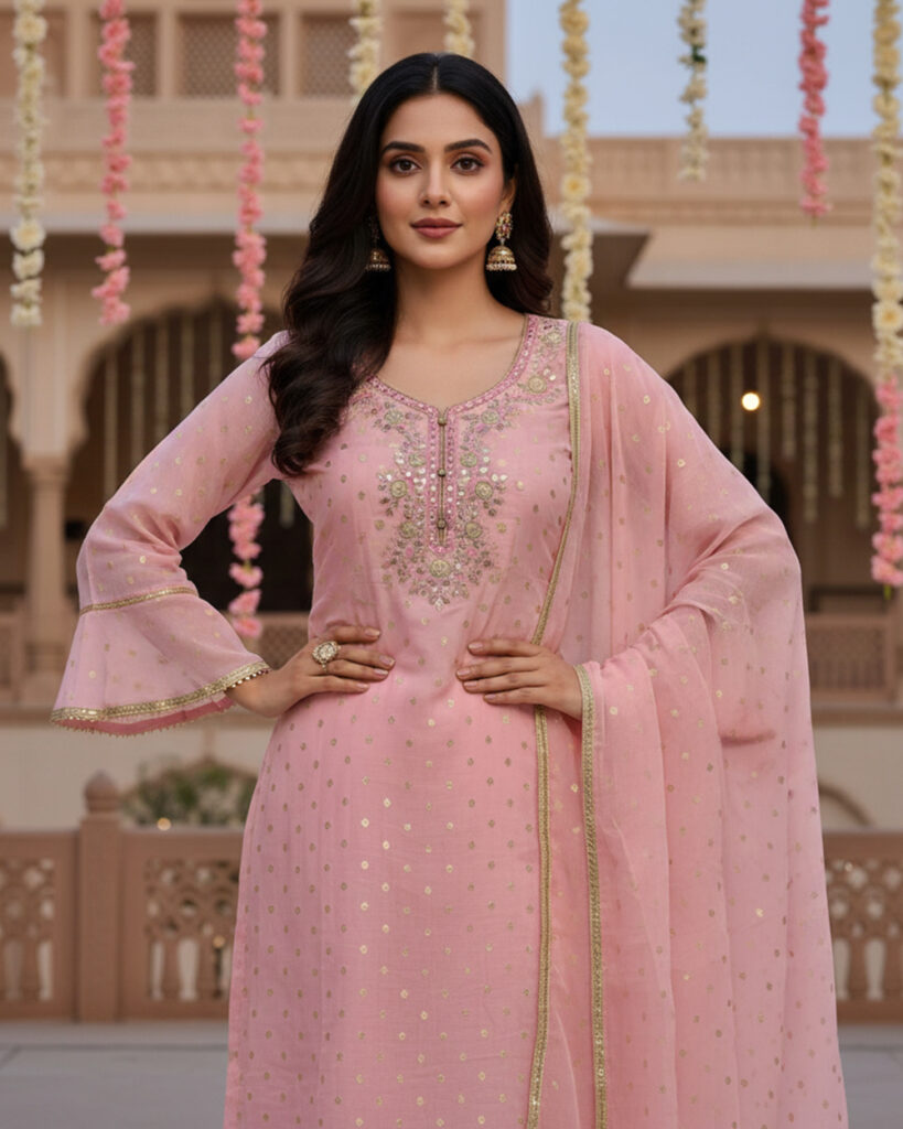 Chanderi Silk Suit (pink)