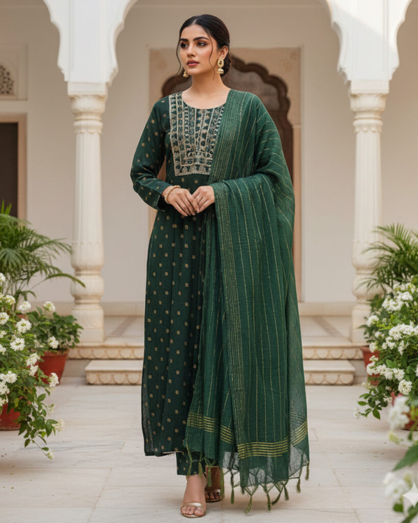Stylish Cotton Suit with Cotton Dupatta & Palazzo Pant