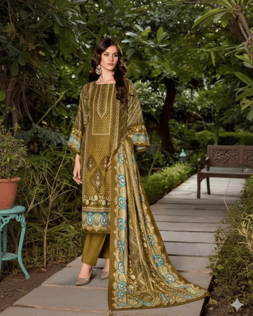 Zulfat Designer Suits (Mehndi Green)
