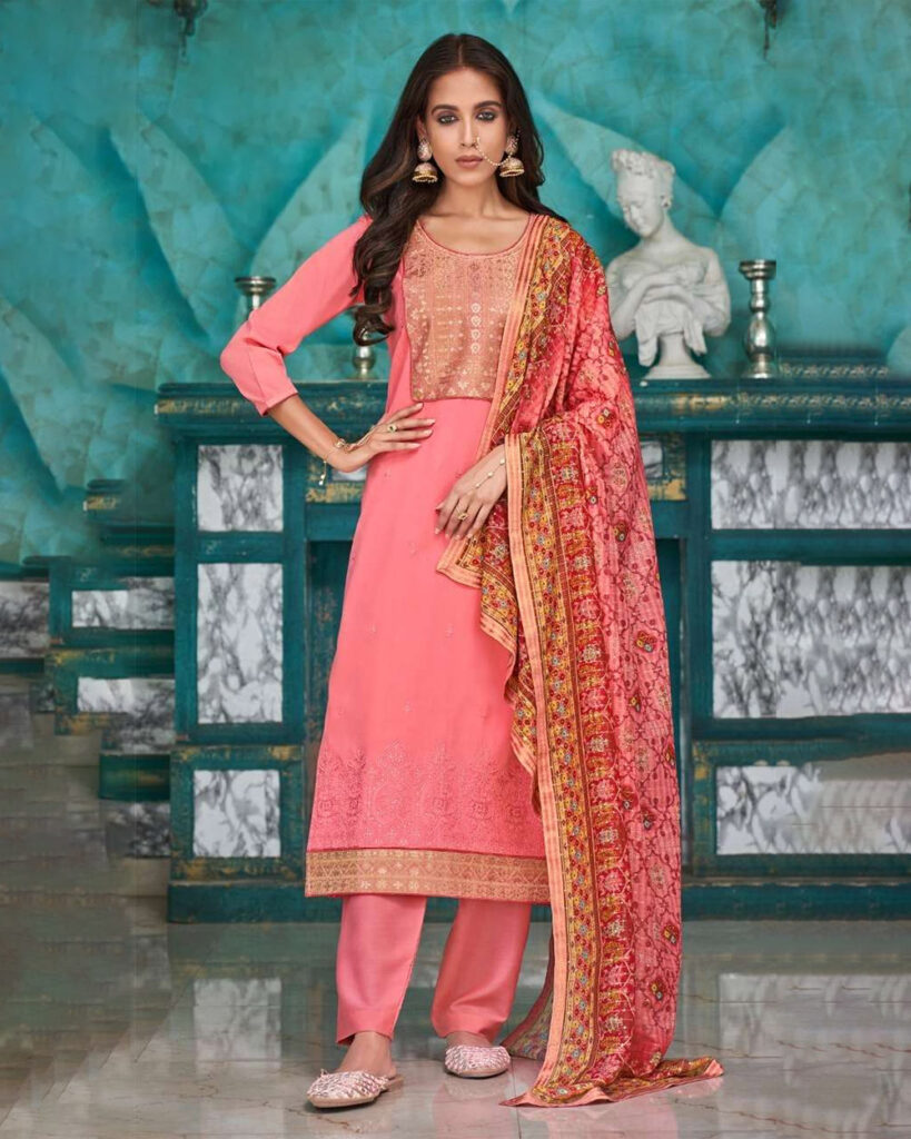 Stylish Designer Salwar Suit (Salmon Pink)