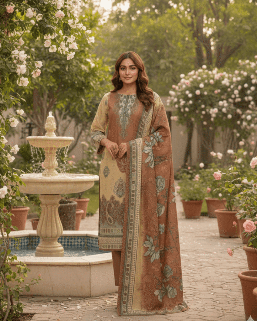 Zulfat Designer Suits (Orange Salmon with Winter Hazel)
