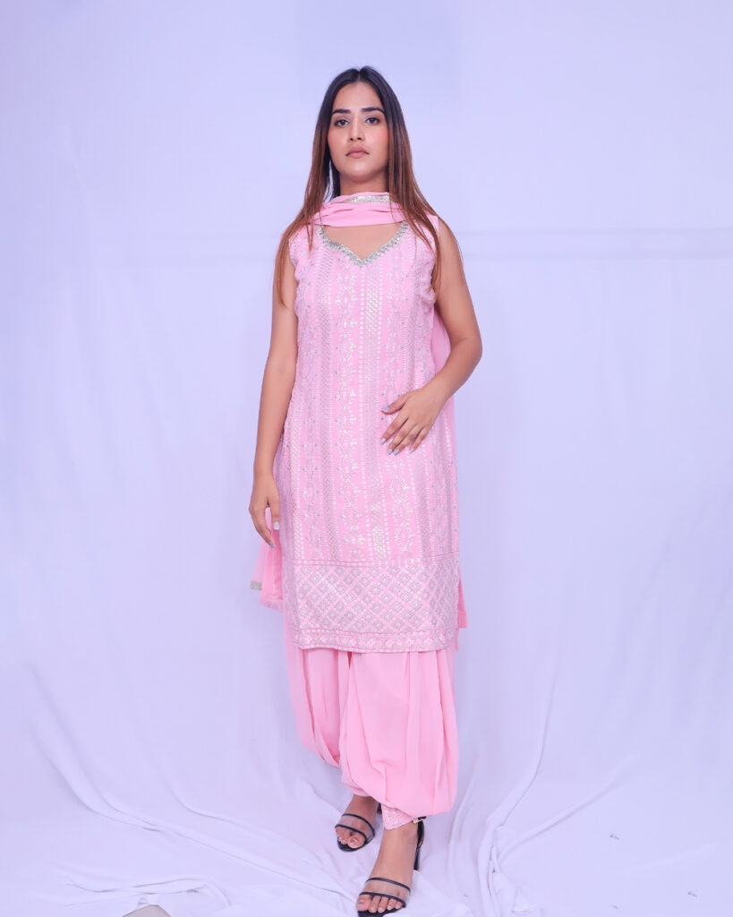 Farshi Salwar Suit Set (Light Pink)